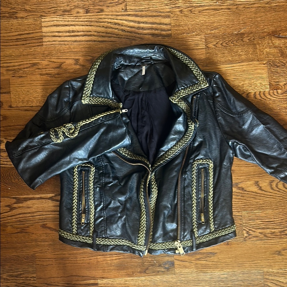 Free People Leather Moto Jacket Size Medium
